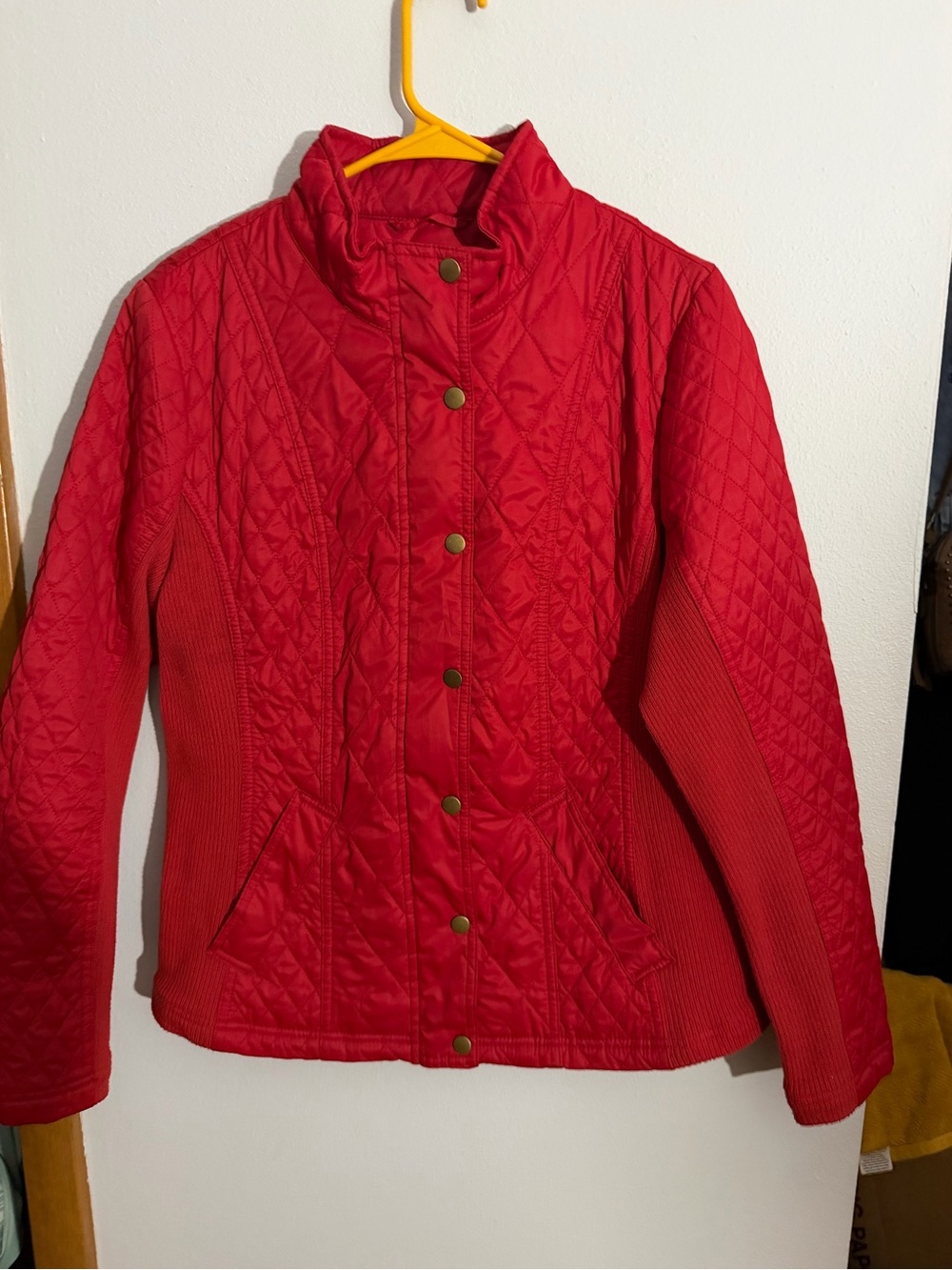 Merona Bright Red Quilted Snap-Front Puffer Jacket
